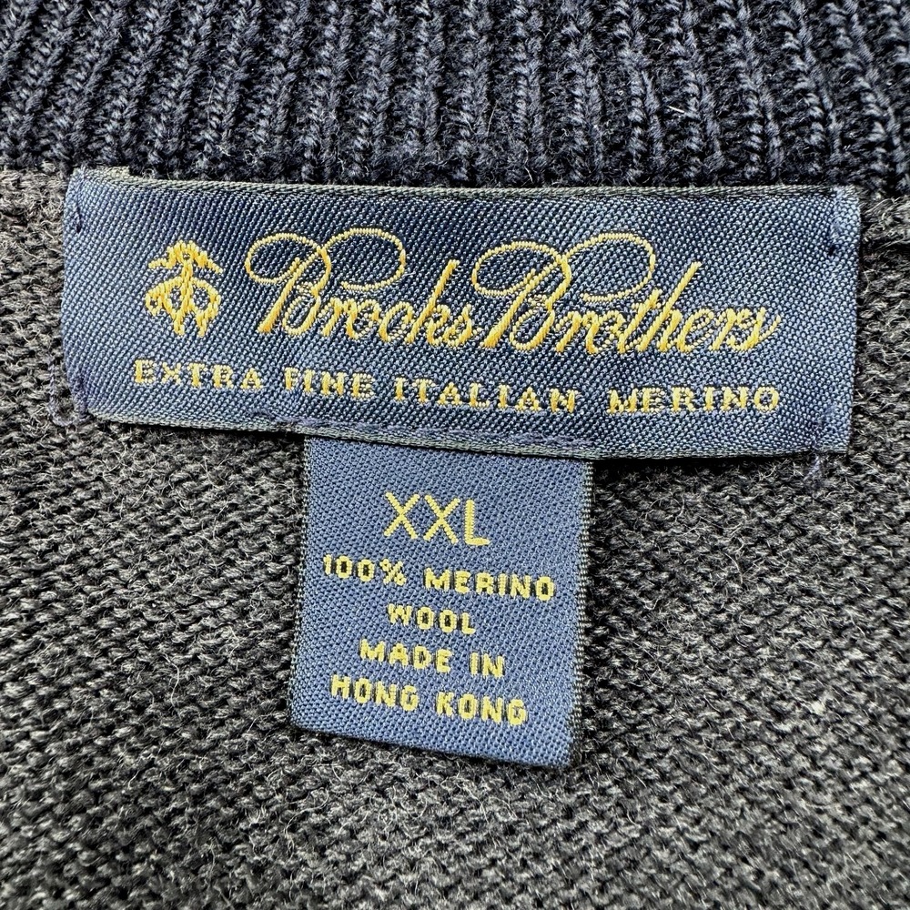 Brooks Brothers Thick Merino Wool 1/4 Zip Sweater Men's 2XL Charcoal Herringbone - Picture 4 of 10